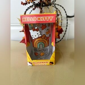 Hello Kitty Fall Autumn Leaves Rainbow Pumpkin Drinking Glassware 16oz